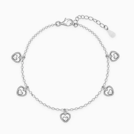 Silver Small Heart Charm Bracelet